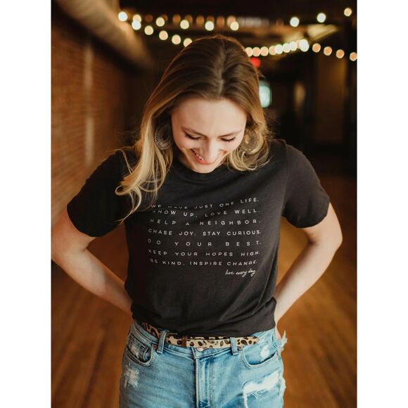 STORIED FOLK & CO. LIVE EVERY DAY TEE | DARK GRAY Small - Picture 1 of 6